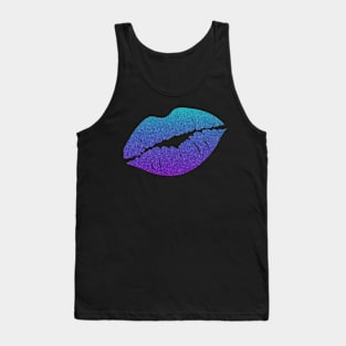 Purple Blue Ombre Faux Glitter Lips Tank Top